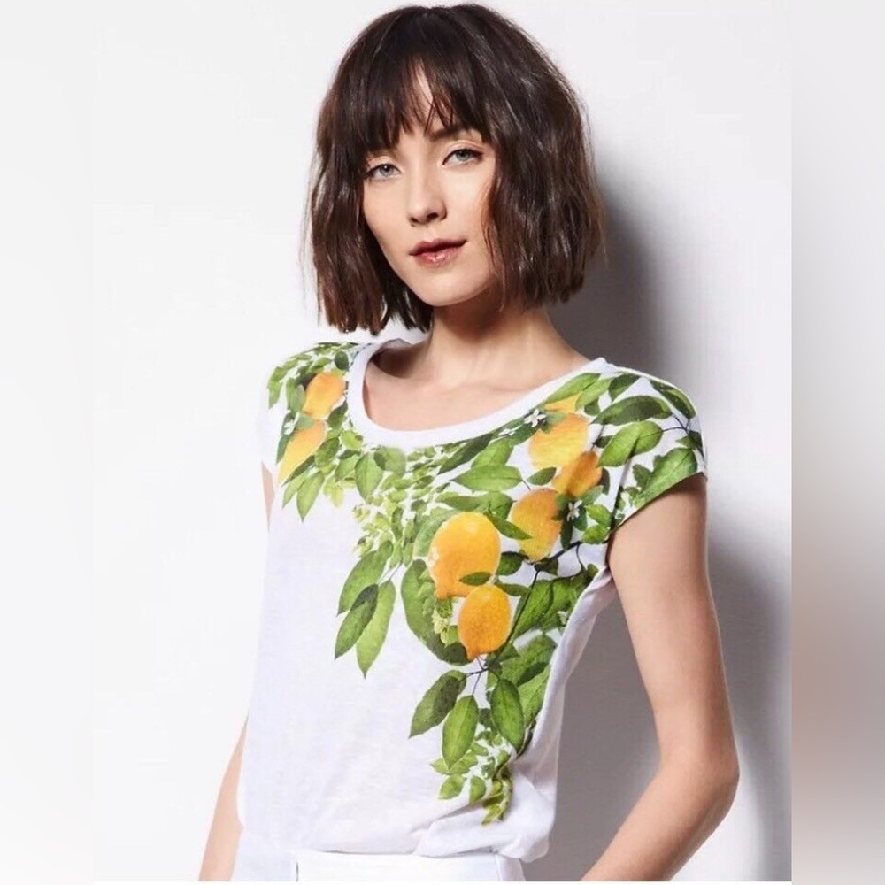 Milly for Design Nation Limone Di Capri Lemon print sequin crewneck